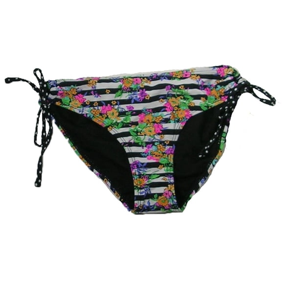 Material Girl Stripe with Floral Womens Classic Side-tie Hipster Bikini Bottom