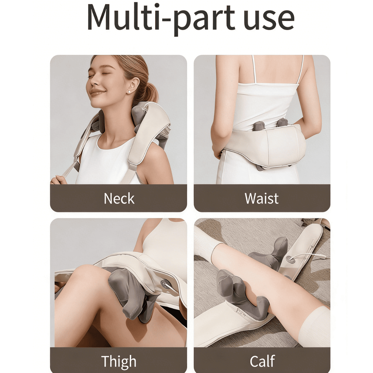 SpaceMuse Cordless Shiatsu Back Neck Massager with Heat, Deep Kneading for Shoulder Muscle Relief, Portable for Home, Office, Car, Ideal Gift for Men&Women, Mom&Dad, Beige