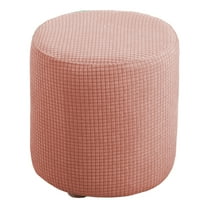 Round Ottoman Covers Slipcover Stretch Footstool Protector Covers Machine Washable Stool Covers Furniture Protector Cover for Living Room Pink