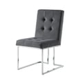thumbnail image 3 of Karl Grey/Chrome Velvet Dining Chairs, Pack of 2 - Button Tufted, Armless, Chrome Frame, 3 of 9
