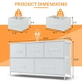 thumbnail image 7 of Simenmax 5 Storage Dresser for Bedroom, Wide Fabric Closet Chests Organizer Tower Furniture, White, 7 of 7