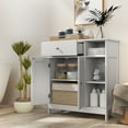 thumbnail image 2 of Topbuy Bathroom Storage Cabinet Floor Cabinet w/ 1 Slide-Out Drawer 2 Doors & 3 Open Shelves 1 Adjustable Shelf, 2 of 7