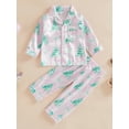 thumbnail image 2 of Suealasg Little Girl Christmas Pajama Outfits 1T 2T 3T 4T Kids Girl Fall Loungewear Snowflake Tree Print Long Sleeve Button-Down Shirt Tops+Pants Toddler Girl Christmas 2Pcs Sleepwear Set, 2 of 7