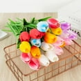 thumbnail image 2 of Artificial Tulips Real Touch Fake Flowers Artificial Tulips Flowers Arrangement Bouquet for Home Room Office Wedding Party(5pcs), 2 of 6