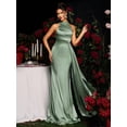 thumbnail image 3 of Sleeveless sequined embroidery patchwork color-blocking sequined embroidery hip-hugging high slit fishtail plus long formal evening, party, ball, cocktail party, wedding, business dress, 3 of 8