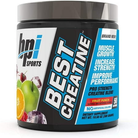 BPI Sports Best Creatine – Creatine Monohydrate, Himalayan Salt – Strength, Pump, Endurance, Muscle Growth, Muscle Definition – No Bloat – Fruit Punch – 50 servings – 10.58 oz.