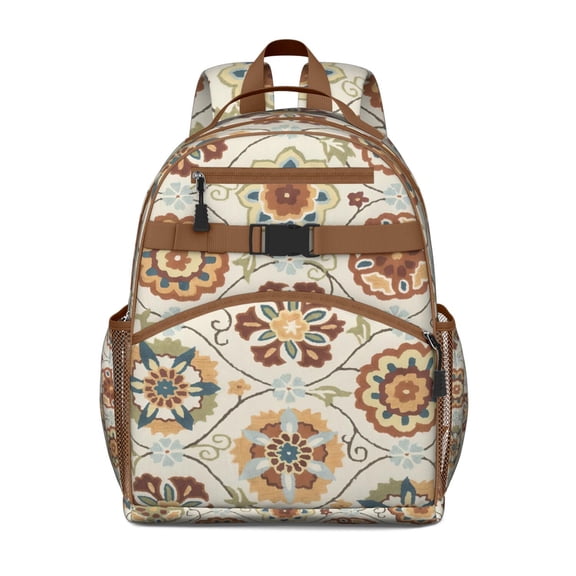 Bohemian Vintage Ethnic Travel Backpack - Spacious Multi-Pocket Book Bag