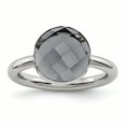 thumbnail image 1 of Stainless Steel Polished Grey Glass Ring Size 5, 1 of 3