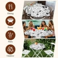 thumbnail image 6 of Black White Round Tablecloth 45-54 Inch Round Fitted Table Cloth with Elastic Edge, Game Console Computer Gaming Sketch Style Waterproof Table Cover Protector for Outdoor Picnic Party Dining, 6 of 6
