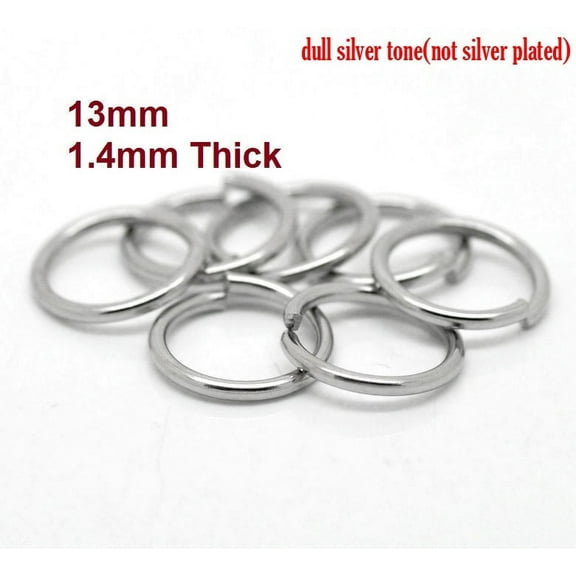 J250A - 100 pcs 304 Stainless Steel Open Jump Rings 13mm - 15 Gauge (1.4mm Thick) - THICK - HEAVY - High Quality