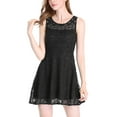 thumbnail image 2 of INSPIRE CHIC Robe Mini Évasée Semi-Transparente Sans Manches en Dentelle Florale pour Junior, 2 of 7