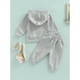 thumbnail image 4 of Loicainy Baby Toddler Girls Boys Hooded Outfit 3 6 12 18 24 Months 2T 3T Solid Color Pullover Hoodie Sweatshirt Tops and Casual Drawstring Pants Clothes Set, 4 of 9
