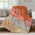 thumbnail image 4 of Burnt Orange Ombre Coastal Throw Blanket,Flannel Fleece Blanket with Striped Design for Couch,Summer Nautical Beach Ocean Seaside Soft All Season Plush Blankets for Sofa Office Travel 40"x50", 4 of 9