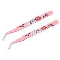 thumbnail image 1 of Precisión Curva Punta Pinza Inoxidable Acero Multifuncional Rosa Blanco con Flor Estampado 2uds Unique Bargains pinzas industriales, 1 of 5