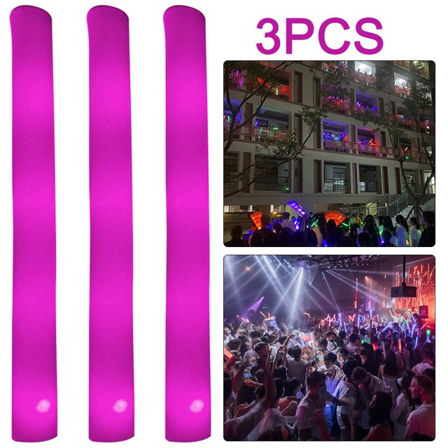 Barra LED Tubo Intermitente Esponja Suministros para Fiestas Bodas Festivales Color Rosa 3 Uds.