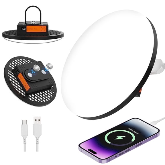 8800mAh LED Camping Lantern Rechargeable, 6000LM Portable Tent Light with Magnetic Base & Hook, Power Bank Function, IPX5 Waterproof, Emergency Flood Light for Hurricane, Power Outages Car Repair