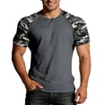 thumbnail image 2 of SOFTCCLO Mens T-shirts Short Sleeve Crewneck T Shirt with Camo Raglan Sleeves Casual Summer Lightweight Tees for Men Grey XXXL, 2 of 5