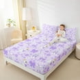 thumbnail image 4 of Feelyou Purple Princess Bow-tie Queen Sheet Sets, Swan Floral Bed Set, 4-Piece, 4 of 7