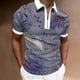 thumbnail image 2 of Camisas Para Hombre Hombres Primavera y verano Camisa Solapa Cremallera Casual Manga corta Camisa suelta Elegante Camisa estampada Top (Navy, XXL), 2 of 5
