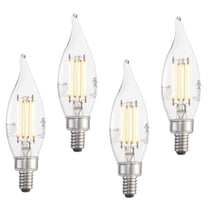 Bulbrite Pack of (4) 5 Watt Dimmable Clear Filament CA10 Candelabra (E12) LED Light Bulb - 500 Lumens, 2700K
