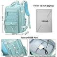 thumbnail image 6 of Travel Backpack for Women Men 15.6 Inch Laptop Backpacks with USB Port Carry on Bag Airline Approved Large College School Bookbags Waterproof Work Business Sport Rucksack Casual Daypack (Green), 6 of 7