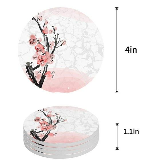 FMSHPON Merry Christmas Xmas Tree Winter Christmas Set of 8 Round Coaster for Drinks, Absorbent Ceramic Stone Coasters Cup Mat with Cork Base for Home Kitchen Room Coffee Table Bar Decor