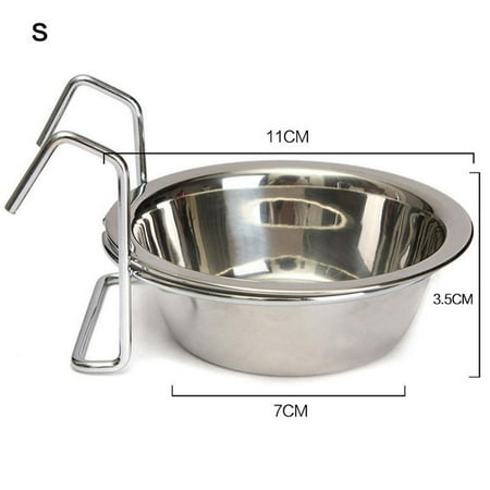 Stainless Steel Hang-on Bowl for Pet Dog Cat Crate Cage Food