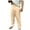 Khaki, variant on Chiccall Mens Plus Size Pants Cotton Linen Casual Summer Beach Elastic Waist Drawstring Loose Pocket Trousers White 2XL