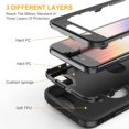 thumbnail image 4 of iPhone SE 2022/2020 Case Built-in Screen Protector Shockproof Dust/Drop Proof 3 in 1 Full Body Rugged Heavy Duty Durable Cover for Apple iPhone SE 3rd/2nd Gen 4.7,Black, 4 of 8