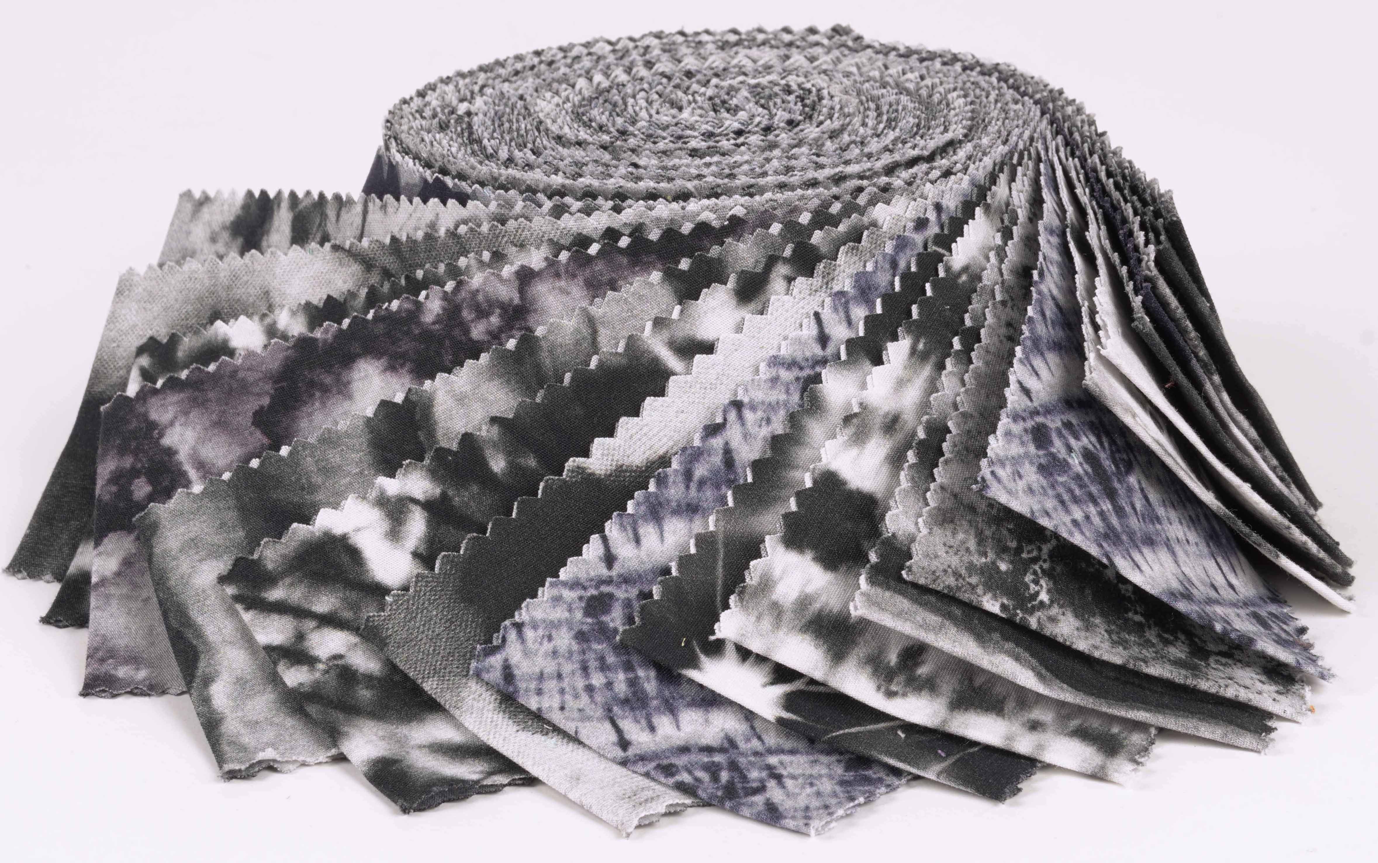 Soimoi 40Pcs Tie Dye Print Cotton Precut Fabrics For Quilting Craft Strips 2.5x42inches Jelly Roll - Black