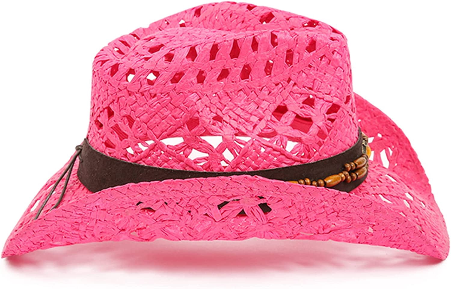 Women’s Fuchsia Felt Western Hat with Beaded Band Straw Cowboy Hat for Women with Beaded Trim and Shapeable  main image 3