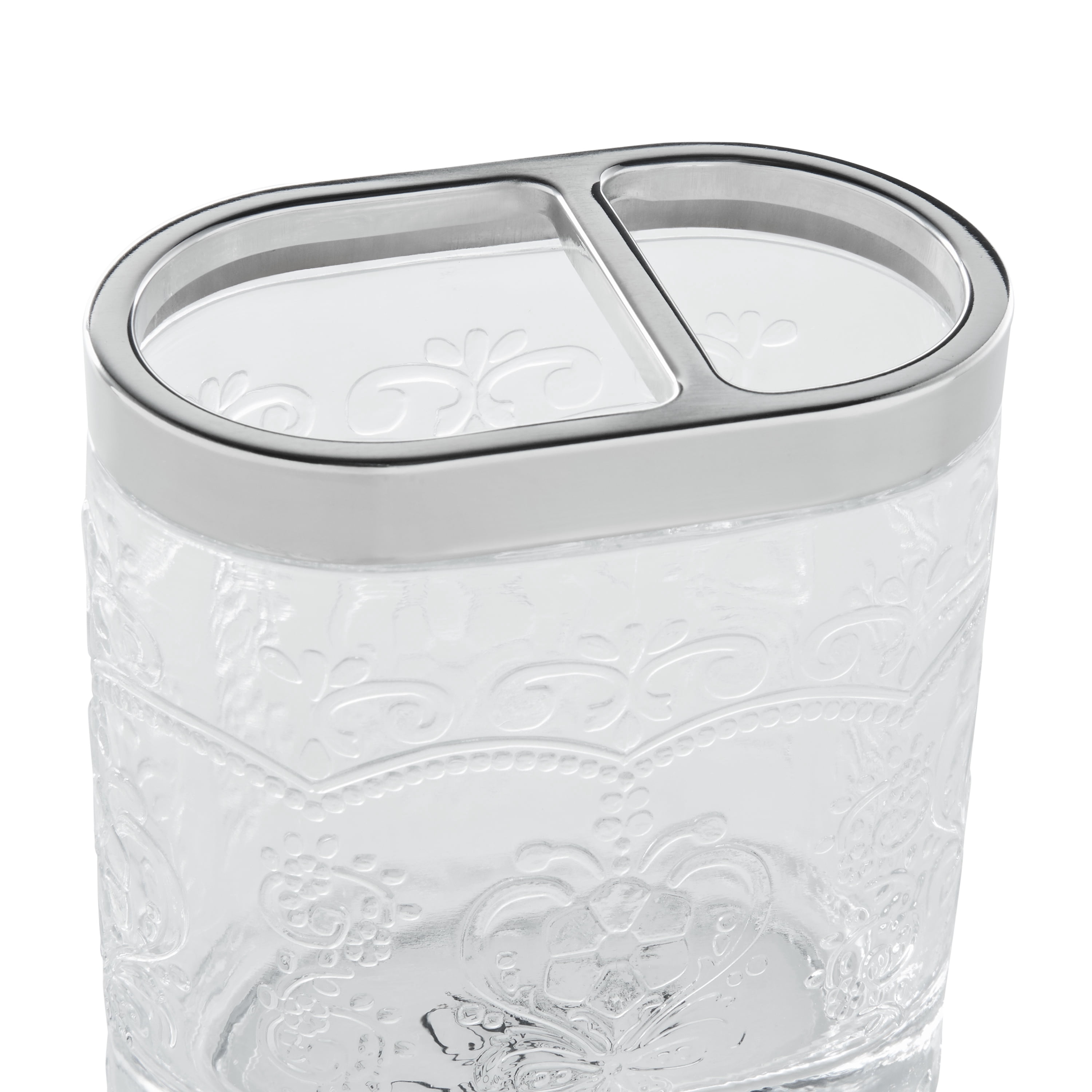 Clear 2 Piece Embossed Glass Bath Accessories Set, The Pioneer Woman Amelia