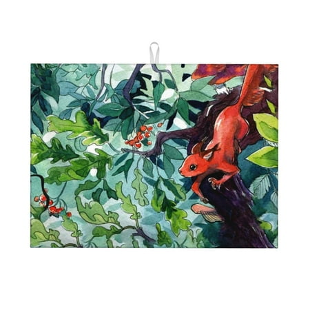 

Kitchen Drying Mat Cute Puppy Pug Dog Dish Drying Pad For Kitchen Countertop (18 X24 )