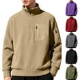 thumbnail image 2 of ZCFZJW Fashion Mens Sherpa Fleece Sweatshirts Trendy Fall Winter Half Zip up Stand Collar Long Sleeve Pullover Tops Plush Thick Warm Outwear Jackets with Pockets Gray XS, 2 of 10