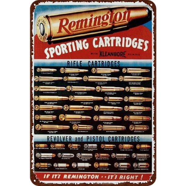 Placa Metal Cartuchos Deportivos Remington Pintura Hierro Rectangular30x40cm