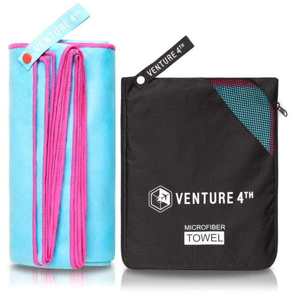 Toalla de microfibra VENTURE 4TH, de secado rápido, resistente a los olores, azul y rosa