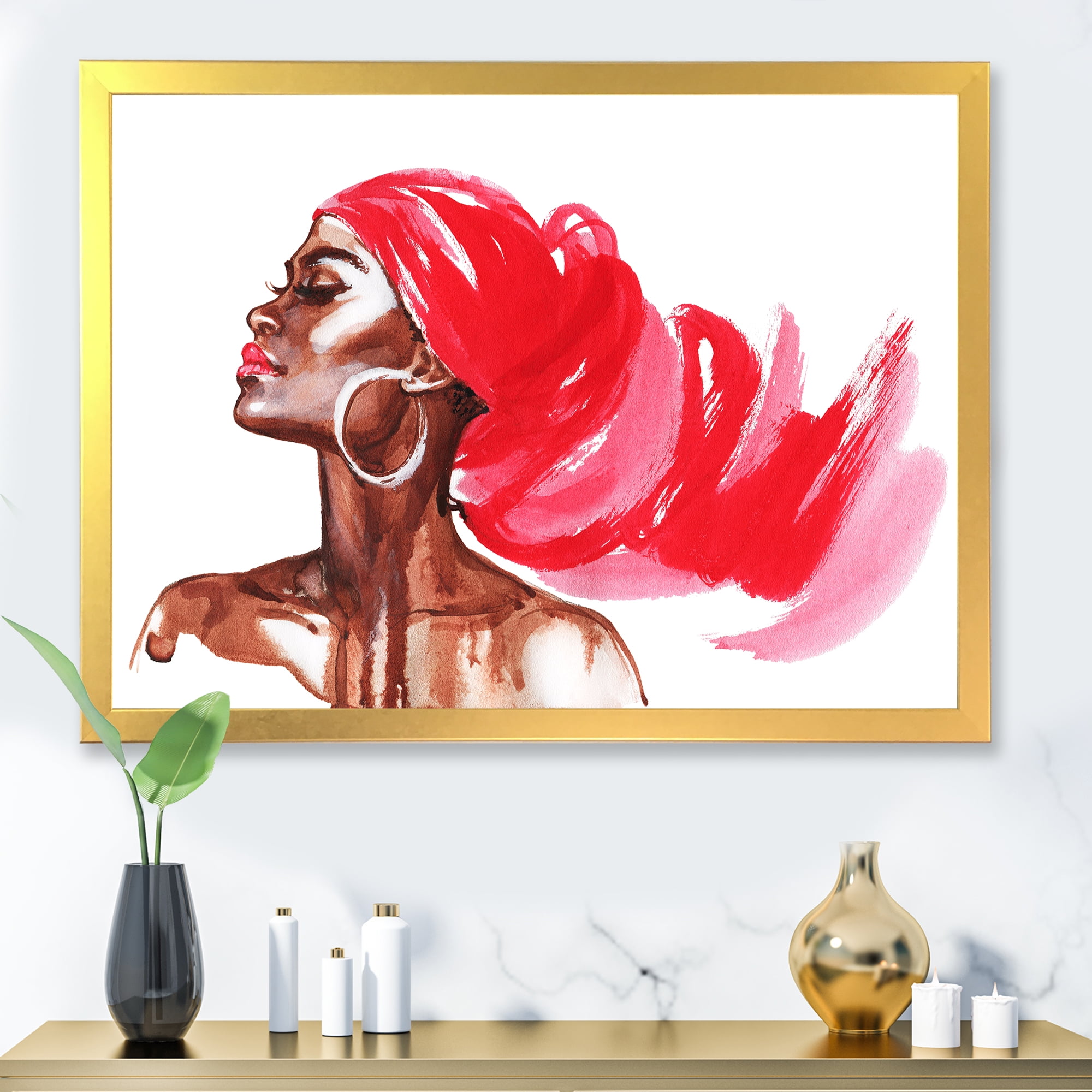 Designart 'Portrait of Afro American Woman IX' Modern Framed Art Print