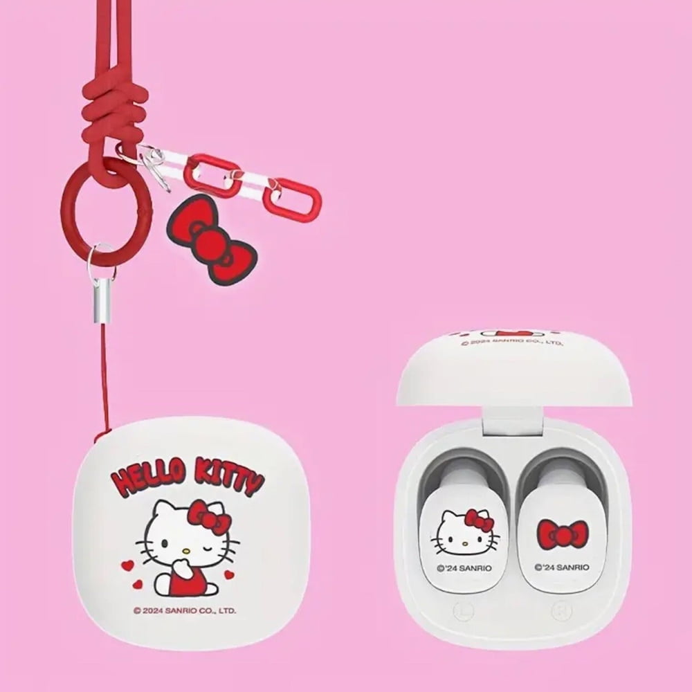 New Cartoon Kitty Wireless Bluetooth Earphones, Noise-Canceling In-Ear Mini Earphones, Lanyard Portable Sports Earphones