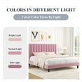 thumbnail image 5 of Allewie Queen Size Velvet Upholstered Bed Frame with Vertical Channel Tufted Headboard, Pink, 5 of 9
