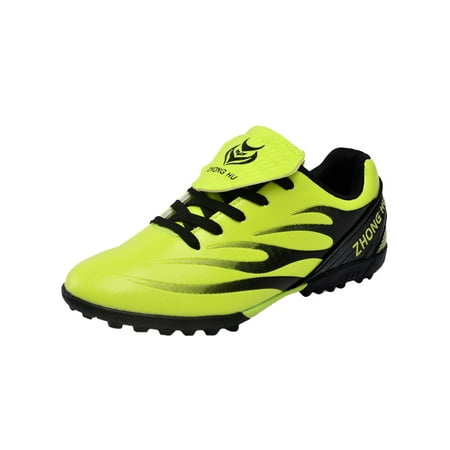 

Ritualay Kids Lightweight Broken Nail Soccer Cleats Basketball Flexible Lace Up Football Shoes Training Fold-resistant Print Shoes Green 3Y
