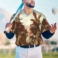 thumbnail image 5 of Lsque Western Rabbit Cowboy Pattern Mens Polo Golf Shirts Funny Graphics Shorts Sleeve Button Shirts Baseball T-shirt-Medium, 5 of 7