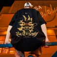 thumbnail image 2 of Camiseta de manga corta con estampado de danza del león de verano para hombre, estilo chino, retro, divertida, estilo hip hop, Y2K, de gran tamaño, 2 of 5