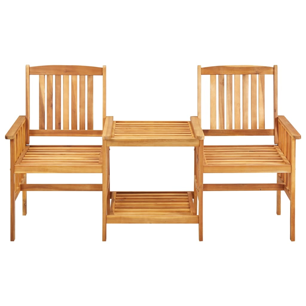 Lowestbest 3 Piece Outdoor Dining Set, Solid Acacia Wood Loveseat with Two-Tier Coffee Table Lowestbest 3 Piece Outdoor Dining Set, Solid Acacia Wood Loveseat with Two-Tier Coffee Table