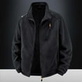 thumbnail image 2 of Men's Fleece Sherpa Lined Jacket Warm Full Zip Up Thick Jacket Black L, 2 of 9