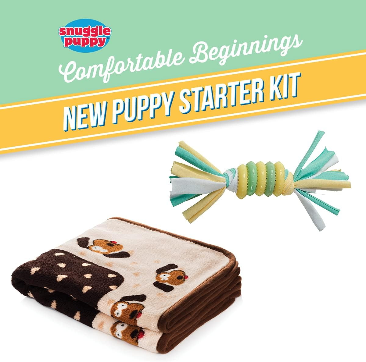 Original Snuggle Puppy Starter Kit with Snuggle Puppy Included. Starter Kit for Anxiety Relief and Calming Aid. Biscuit Coloured Puppy Included and Neutral Toy
