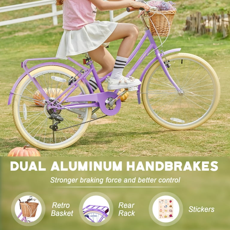 【Glerc】Missy女の子自転車 24インチ レトロシティーサイクル Amazon | Glerc 女の子自転車 可愛い小中学生自転車 シティー