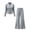 Gray, variant on Girls Athletic Sets Stand Collar Zipper Elastic Long Sleeve Jackets High Waist Flare Pants Kids Yoga Dance Gym Sets 1-12 Years