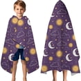thumbnail image 3 of Purple Sun Moon Cloud Star Pattern Hooded Bath Towel，60"x35" for Ages 3 To 12 Kids, Quick Dry Lightweight Soft Microfiber Hood Beach Towel Cover Up for Kids, 3 of 7