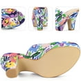 thumbnail image 3 of BLISSFUL STEP Women's Platform Floral Chunky Heel Slides Sandals Blue (Size 7), 3 of 6