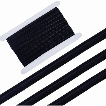 1 card 10 Yards Polyester Non Slip Knitted Elastic Cord Silicone Gripper Elastic Band for Clothing Sewing Flat Black 10mm